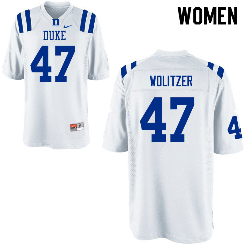 Women #47 Ryan Wolitzer Duke Blue Devils College Football Jerseys Sale-White - Click Image to Close